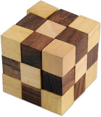 DIGSMORDEN Handcrafted Cube-Shaped Wood Puzzle, Wooden IQ Teaser Puzzle Snake Cube(1 Pieces)