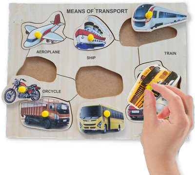 HIGHSEAS Beautiful Transport Wooden Puzzle Kids Games Transport Name with Shapes Board(1 Pieces)