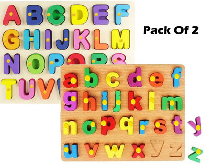Plus Shine Pack Of 2 English Lower Case and Upper Case Alphabets Letters Puzzle Board Toys(2 Pieces)