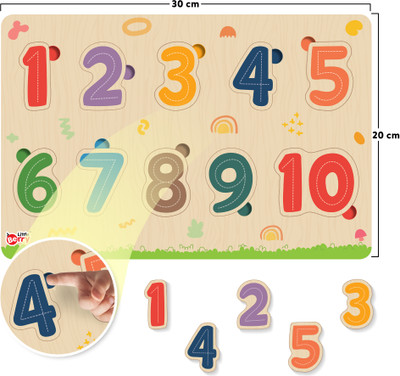 Little Berry Wooden Educational Learning Numbers 1 to 10 Puzzle Board for Kids - Learning Toy(10 Pieces)