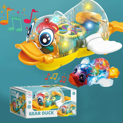 mega star 3D Gear Transparent Duck Toy with Sound and Colorful Lights(Multicolor)