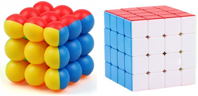 Enorme High Speed Smooth 4x4x4 Cube and 3x3x3 Round Bubble Magic Cube(2 Pieces)