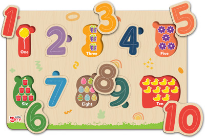Little Berry Wooden Educational Learning Numbers 1 to 10 Puzzle Board for Kids - Learning Toy(10 Pieces)