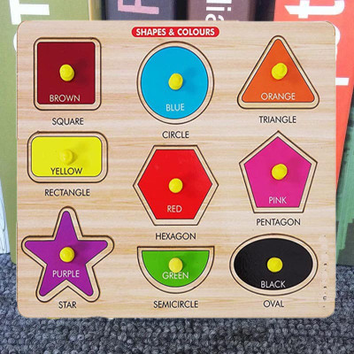 HIGHSEAS Montessori Wooden Geometric Shape Puzzle Geometric Round Graphics Matching Board(1 Pieces)