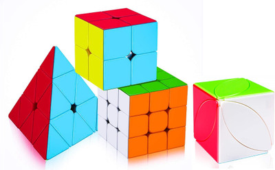 Authfort Speed Cube Set Stickerless Set of 2x2x 3x3 Pyramid & LEAF Frosted Puzzle Cube(4 Pieces)