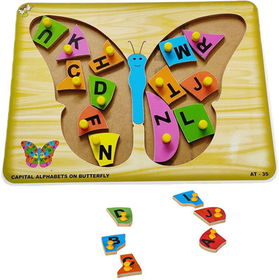 Plus Shine Creative Butterfly Shaped Alphabets Puzzle Board AtoZ Matching Learning Toys(27 Pieces)