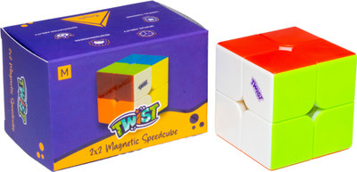 Cubelelo Twist 2M 2x2 (Magnetic) Stickerless Speed Cube | Comes with 48 NDM Magnets(1 Pieces)