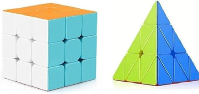 KavyaTanishq Cube Combo 2X2 3X3 and Piramid Triangle High Speed Cube pack of -2(2 Pieces)