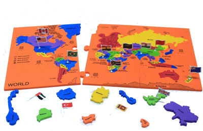 Toys N Smile Wold Map with Country Flags & Capitals Educational Learning Puzzle Toys For Kids(78 Pieces)