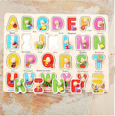 Plus Shine Alphabet Matching Puzzle Toys Wooden Peg ABC Alphabet Shape Board With Picture(1 Pieces)