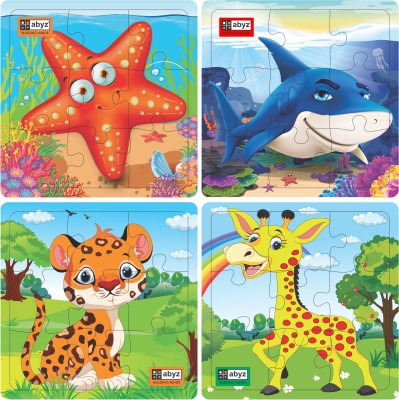 ABYZ Underwater Animals and Animals (Starfish+Shark+Tiger+Giraffe) Jigsaw Puzzle(9 Pieces)