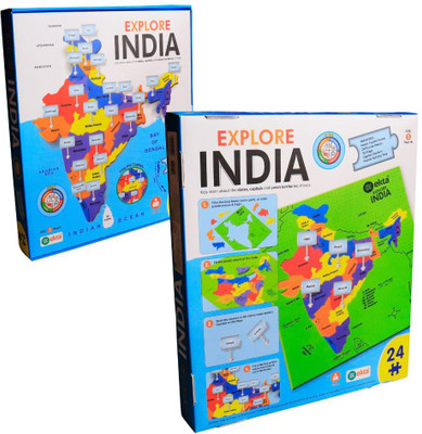 Ekta Explore India Map Foam Puzzle (24 Pcs) with States and Capitals & Knobs Puzzle(24 Pieces)