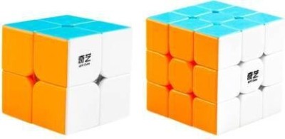 Philocaly Enterprise Cube Combo of QiYi Qidi S 2x2 & Warrior W 3x3 high Speed Magic Cube (2 Pieces)(2 Pieces)