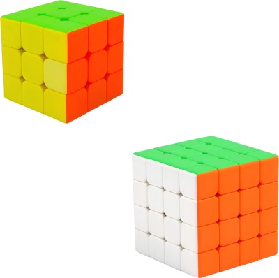 Aapaga Magic High Speed Stickerless Cube Combo Set Of 3x3 & 4x4 | Kids and Adults rubix(2 Pieces)