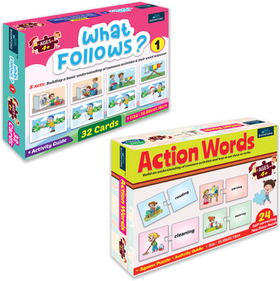 BOOKFORD Exceting Puzzle Combo Set of 2 Jigsaw Puzzle - What Follow & Action Words(80 Pieces)