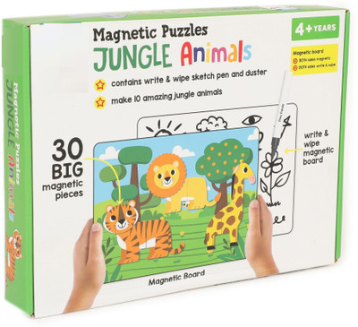 zokato Magnetic Puzzles Jungle with Big Magnetic Write & Wipe Magnetic Board(30 Pieces)