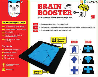 PEZYOX PLAY PANDA Brain Booster Type 3-56 puzzles design Magnetic shapes Magnetic board(1 Pieces)