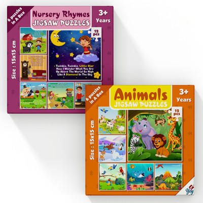 Yey Animals and Nursery Rhymes Jigsaw Puzzles for Kids | PACK OF 2(24 Pieces)