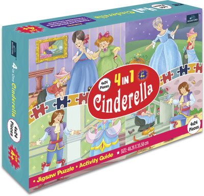 BOOKFORD 4 In 1 Cindrella Jigsaw Puzzle Game & Fun and Learning(96 Pieces)