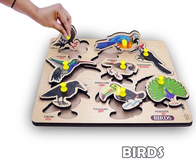 SHALAFI Birds Wooden Puzzles 3D Puzzle Toys Interactive Board Games Birds Name Board(1 Pieces)