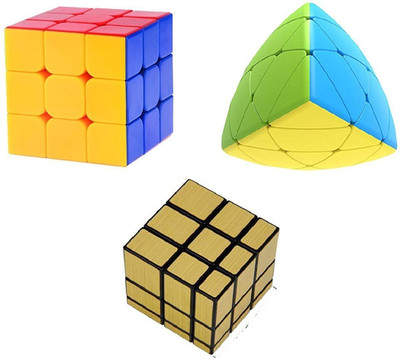 littlewish challenging cube 3x3x3 golden magic cube round pyramid cube(3 Pieces)