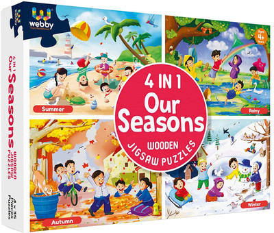 Webby 4 in 1 Wooden Season Puzzle Toy for Kids | Set of 4 Jigsaw Puzzle 35 Pieces Each(140 Pieces)