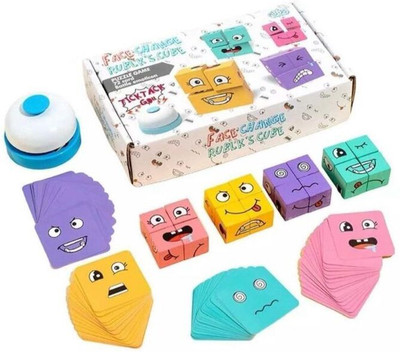 Goyal's Cute Face Changing Cube with 16 Cube Parent-Child Board Games With Bell(16 Pieces)