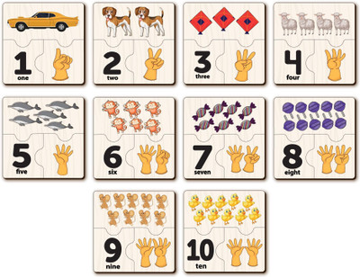 YaY Play 1-10 numbers Counting Puzzle Cards Self Correcting Learning Toys Puzzles Kids(10 Pieces)