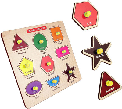 SHALAFI Shapes & Colors Wooden Puzzle in shape toy, Geometric Shapes Board for kids(1 Pieces)