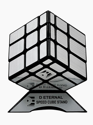 D ETERNAL Mirror Cube 3x3 Speedcube Silver Mirror Blocks 3x3x3 Puzzle With Cube Stand(1 Pieces)