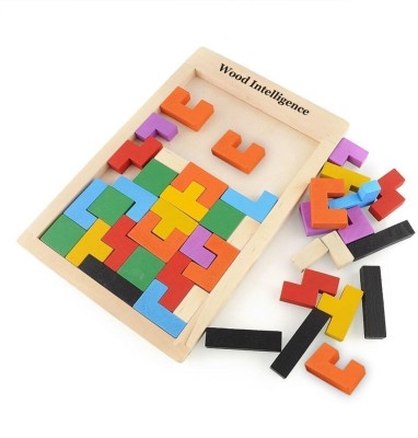 DevDarsh Wooden Tetris Jigsaw Puzzle Intelligence Brain Teaser Games Building Blocks Toys(40 Pieces)