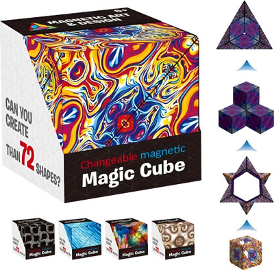 Ignite 3D Magnetic Cube Shape Shifting Box Geometric Puzzle Fidget Toy Multiple shape(1 Pieces)