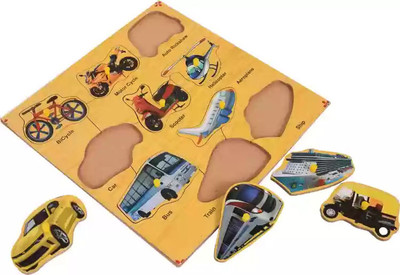 ARVANA Wooden Montessori Public Transport&Vehicle Names Learning Blocks Puzzle(1 Pieces)