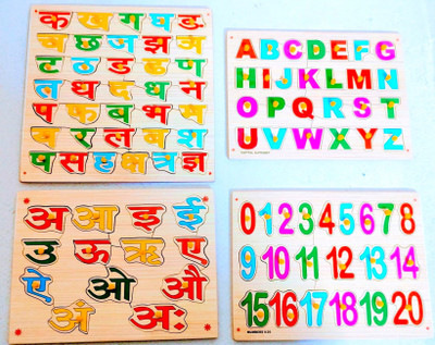 PETERS PENCE Hindi ,English Alphabet & Number learning puzzle Board for Kids Pre primary(96 Pieces)