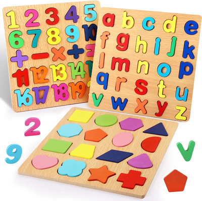 Authfort 3 in 1 Colorful ABC Lower Letters/Numbers/Shapes for Kids Toddlers Preschool(3 Pieces)