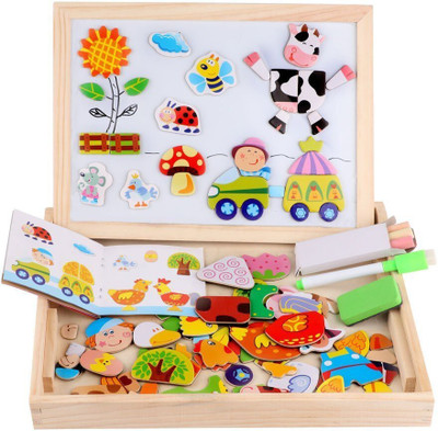 Authfort Wooden Educational Toys Magnetic Art Easel Animals Wooden Puzzles Games for Kids WD05(1 Pieces)