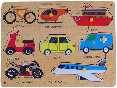 ARVANA Wooden Picture Transport Name Matching Board Public Transport&Vehicle Blocks Toy(1 Pieces)