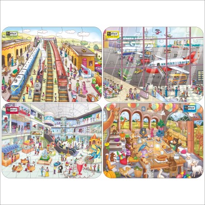 ABYZ Railway Station, Mall, Airport, Animal Feast Mdf/Wooden Jigsaw Puzzle(4 Pieces)