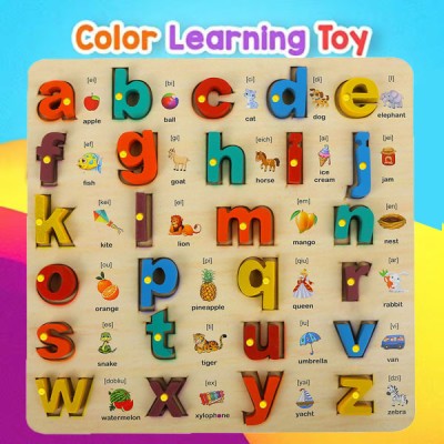 SHALAFI Small ABCD Wooden Picture Alphabet Early Education Letters Puzzles Learning Toys(27 Pieces)