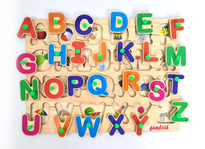 GAMLOID New Price Creative Wooden Educational learning A To Z English Alphabets Board(27 Pieces)
