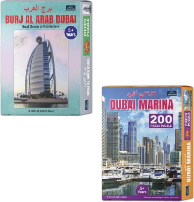 BOOKFORD Puzzles set of 2 Jigsaw Puzzles - Burj Al Arab Dubai & Dubai Marina(400 Pieces)