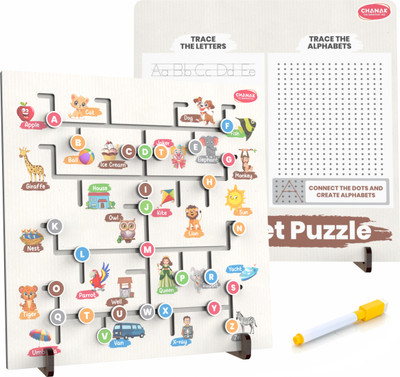 Aditi Toys 3-in-1 Wooden Alphabet Learning Board With Marker for Kids(4 Pieces)