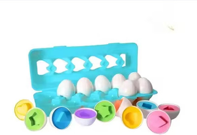 FunNstyle Shape & Color Matching Eggs Toy – 12 Pcs Educational Puzzle Set for Toddlers 2+(12 Pieces)