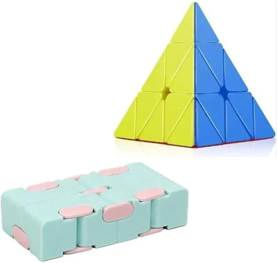 KHELOSARDAR Hard Movement high Stability stickerless Flat Pyramid Speed Cube(2 Pieces)