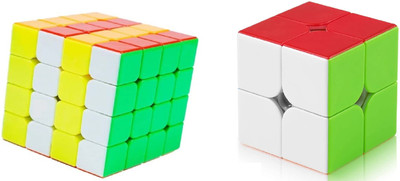 shreenik combo of 2X2 stickerless cube and 4x4x4x4 sticker less Speed Cubes(2 Pieces)