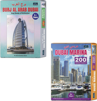 BOOKFORD Puzzles set of 2 Jigsaw Puzzles - Burj Al Arab Dubai & Dubai Marina(400 Pieces)