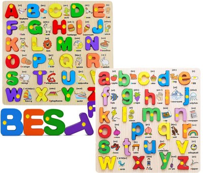 SHALAFI Combo Learning ABC Capital /Small Letters Puzzle Board Shape Toys and Games(2 Pieces)