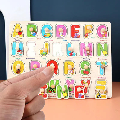 SHALAFI 26 Letters Upper Case Alphabet ABC Puzzle Board ABCD Cartoon Hand Jigsaw Puzzles(1 Pieces)