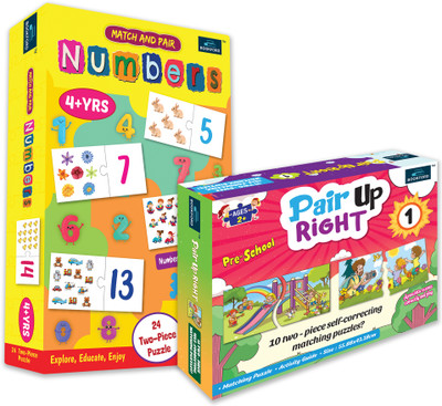 BOOKFORD Exciting Puzzle Combo Setof2Jigsaw Puzzle-Pair Up Right 1 & Match & Pair Numbers(68 Pieces)