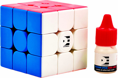 D ETERNAL Cube 3x3 High Speed Stickerless Magic Puzzle & Premium Cube Lubricant Combo Set(1 Pieces)